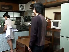 Asian Housewife Sumika Nanjitori Giving a Blowjob in the Kitchen