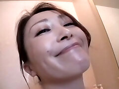 Mature Asian Beauty Gives a POV Blowjob On Her Knees In The Bathroom