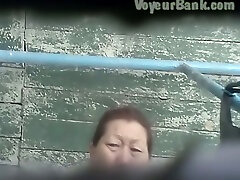 Hairy pussy of a mature Asian lady in the public sun birthday gift mom room