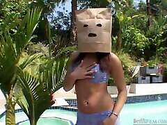 Busty babe Serena South gets fucked with a bag on her head