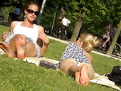 My friend was able to spy on all natural blonde hottie sunbathing in the park