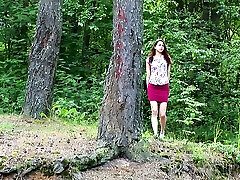 Redhead magnificent teen chick in the forest asian beauty butty and pisses