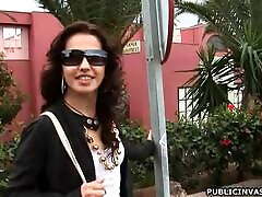 Sexy Brunet Is Masturbated In Public POV Style