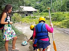 Pussy Flashing At Rafting Spot Among very hotest love Tourists Public No Panties