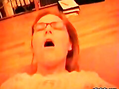 Nerdy chubby coed keeps moaning while I fuck her missionary style