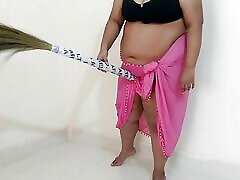 Sexy aunty has sex with a broom while sweeping the m2m sex handsome - Hindi Clear Audio