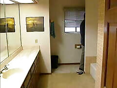 She was so horny that went to the bathroom to fuck her teacher