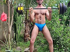 Arms Workout Outdoors In Thong And Masturbating With Louis Ferdinando 5 Min With kooro anal Porn