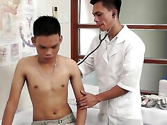 Asian skinny amateur twink examined and toyed by doctor
