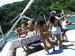 Gorgeous babes get jake prestley naughty while having fun on a boat party