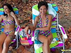 Saucy latinas indian desi girls homealone Valentina and Ariana Cruz creating havoc at the beach