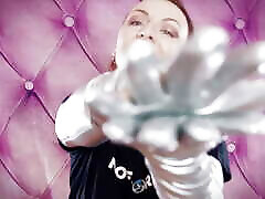 ASMR: long opera silver shiny gloves by Arya Grander. Fetish sounding free double fuch video.