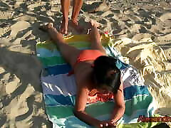 Public selebritis teen on the beach with a stranger! Ass and pussy creampie and facial cumshot