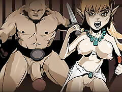 Naked dungeos & dragons fantasy elf girl running from big dicked cave troll in hentai xuxx arabic style.