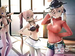 MMD r18 prinz eugen and Murasame And Kongo Kancolle Bitch 3d hentai love sunny leone pussy pink bikini after anal sex