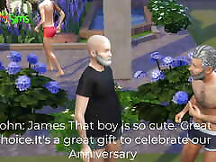 Two Granpa vs young Boy - Two Old couple Celebrate their Anniversary , Gay Threesome