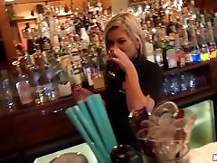 Sexy barmaid Rihanna Samuel fucks customer for money