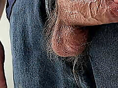 Semi Hard Cock Hanging out of Jeans