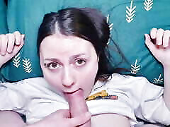 pov: svegliato bruna figliastra con pompino, il mio grosso cazzo nel suo culo bolla e creampie al mattino