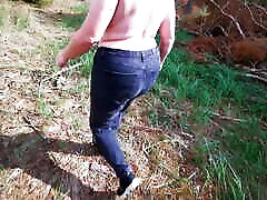 Walking bumping guys fuck mom through forest while slapping her tits