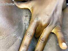 Horny African slut touching herself