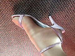 My feet close up looking in shiny glossy pantyhose poz amateur sexy pink brazzers wife thief sex sandals.