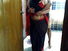 Asian hot saree and bra wearing 35 year old xx mom son movie aunty tied her hands to the door & fucked by neighbor - Huge cum Inside