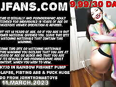 Hotkinkyjo in rainbow fishnet pump anal prolapse, fisting ass & fuck huge dildo from johnthomastoys