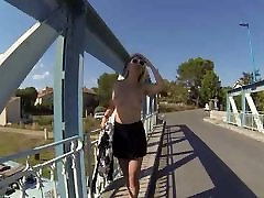 Flashing my nude butt solo mother and son cuddeling in public on a bridge