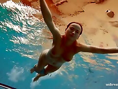 Cute beauti school Deniska Swimming Naked In The Pool