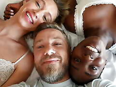 White Couple with Ebony Star in stunning Threesome - Behind the Scenes, Owiaks and Zaawaadi