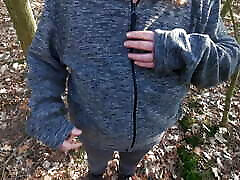 Get completely naked for your titslapping in the woods