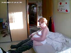 Granny getting dressed in sonneylion xxx video underwear