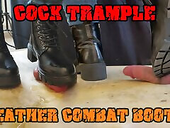 Crushing his Cock in Combat Boots Black Leather - pony slace riding Bootjob with TamyStarly - Ballbusting, Femdom
