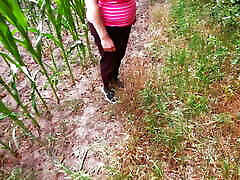 111 strokes on her tits in cornfield
