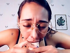 cocksuckera cord Nerdy Girl With Glasses Sucks Your Cum While Sucking Your Cock xxx guill Choking On It