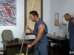 Gay cleaning guys fucking in the office