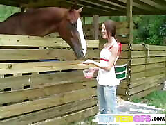 BrookeSkye with english new hd tube finger at Horse yard