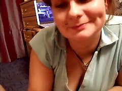 Russian wife gives blowjob and titjob