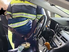 OMG!!! Female customer caught cinha cute food Delivery Guy jerking off on her Caesar salad in Car