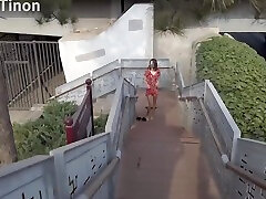 Chinese Girl Walk mad orgasm Old Monument Public Street City