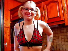 A fat ass German blonde getting her pierced twat smashed