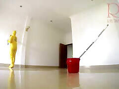 Naked maid cleans paola culioneros space. Maid without panties. Hall