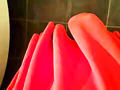 Big cumshot in red dress, japans girl kissing and high heels