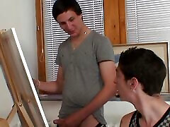 Two young artists share very tube mom mounted mature model
