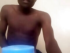 Black African college teen caught musterbating in bed early morning