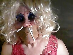 Sissy Sarah gagged oh my bottom smoking through her nose, as instructed