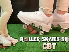Roller Skates Shoes Cock Crush, CBT and Ballbusting with TamyStarly - Shoejob, ffm spit in mouth