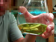 Extreme Close Up of Strong Urine really rough Drinking