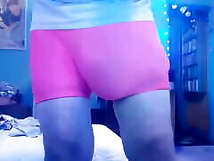 Pink party bulging spandex show